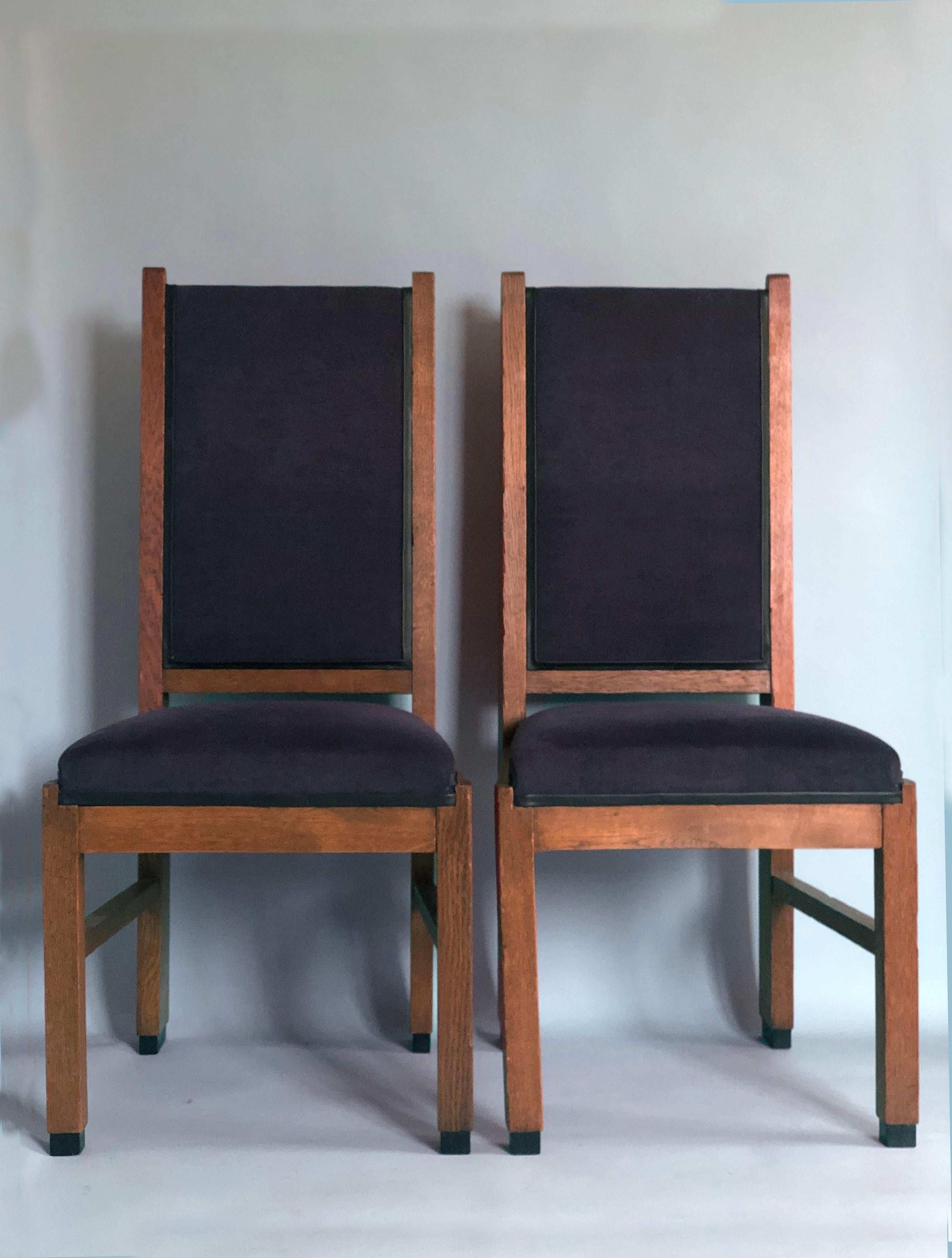 Art Deco Haagse School Dining Chair Frits Spanjaard 1930s Set of 2 In Good Condition For Sale In Bjuråker, SE