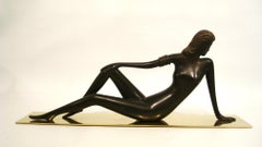 Art Deco Hagenauer Werkstätte Reclining Nude Woman Bronze Sculpture - 1930´s