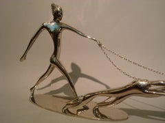 Art Deco Hagenauer Wien Figural Sculpture, Diana with Greyhounds