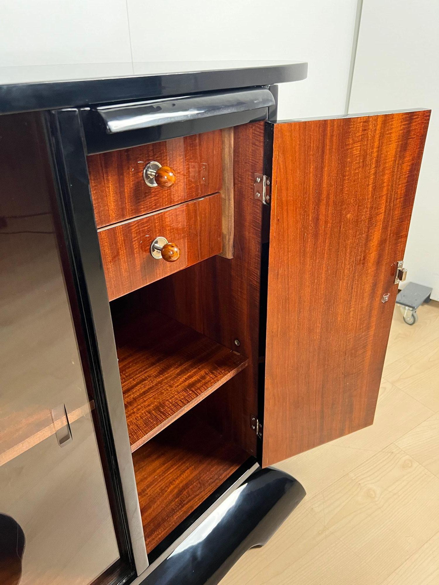 Demi-armoire Art Déco, laque noire, acajou, France circa 1930 en vente 3