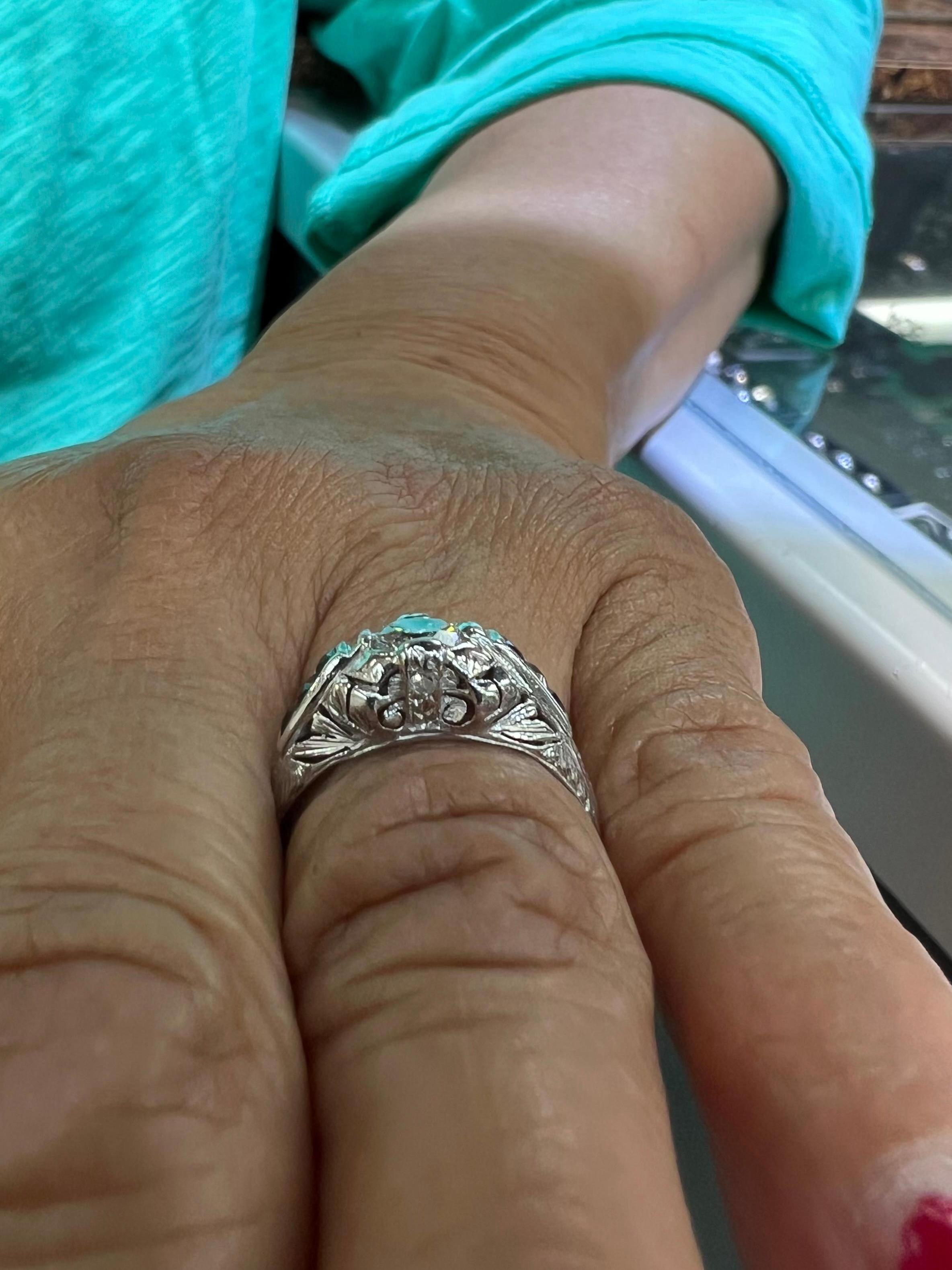 Art Deco Half Carat Diamond Platinum Engagement Ring For Sale 3