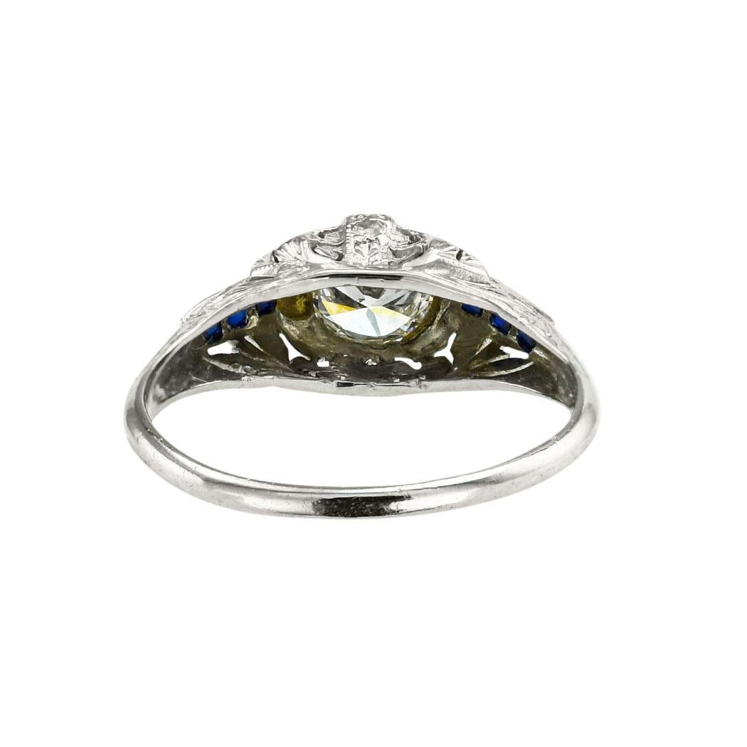 Women's Art Deco Half Carat Diamond Platinum Engagement Ring For Sale