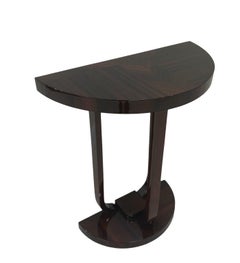 Art Deco Half Circle Rosewood and Walnut Steamline Wall Console American C.1930