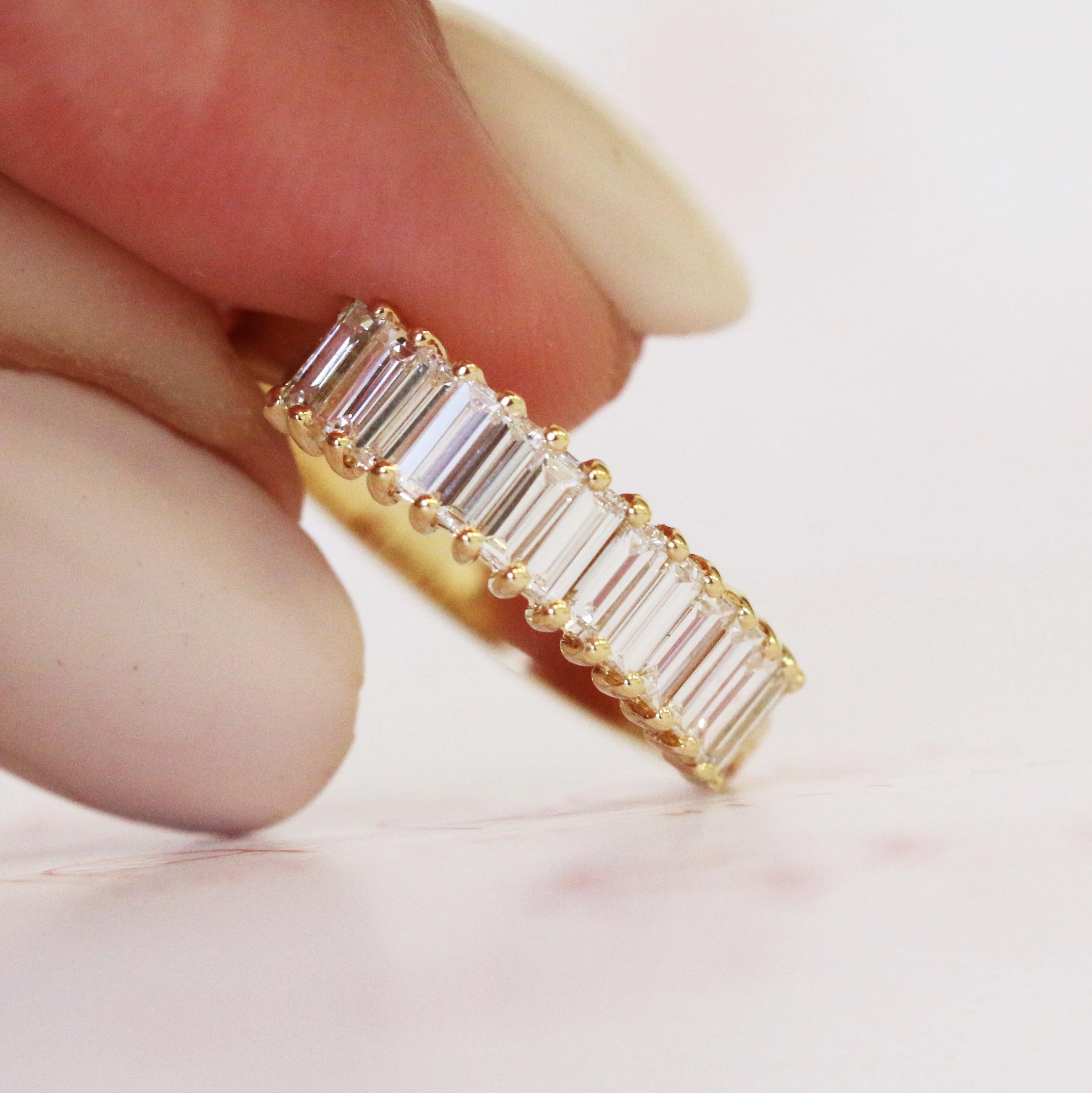 For Sale:  Art Deco Half Eternity Natural Diamond Baguette Cut Diamond Ring 4
