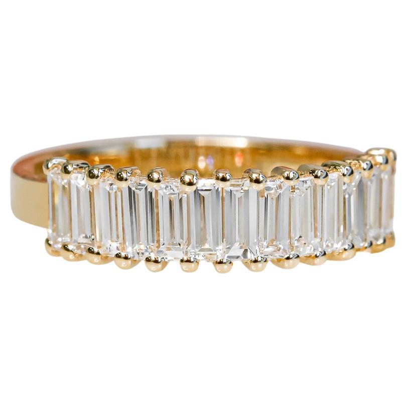 For Sale:  Art Deco Half Eternity Natural Diamond Baguette Cut Diamond Ring