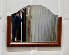 Miroir Art Déco à demi-cadre en acajou