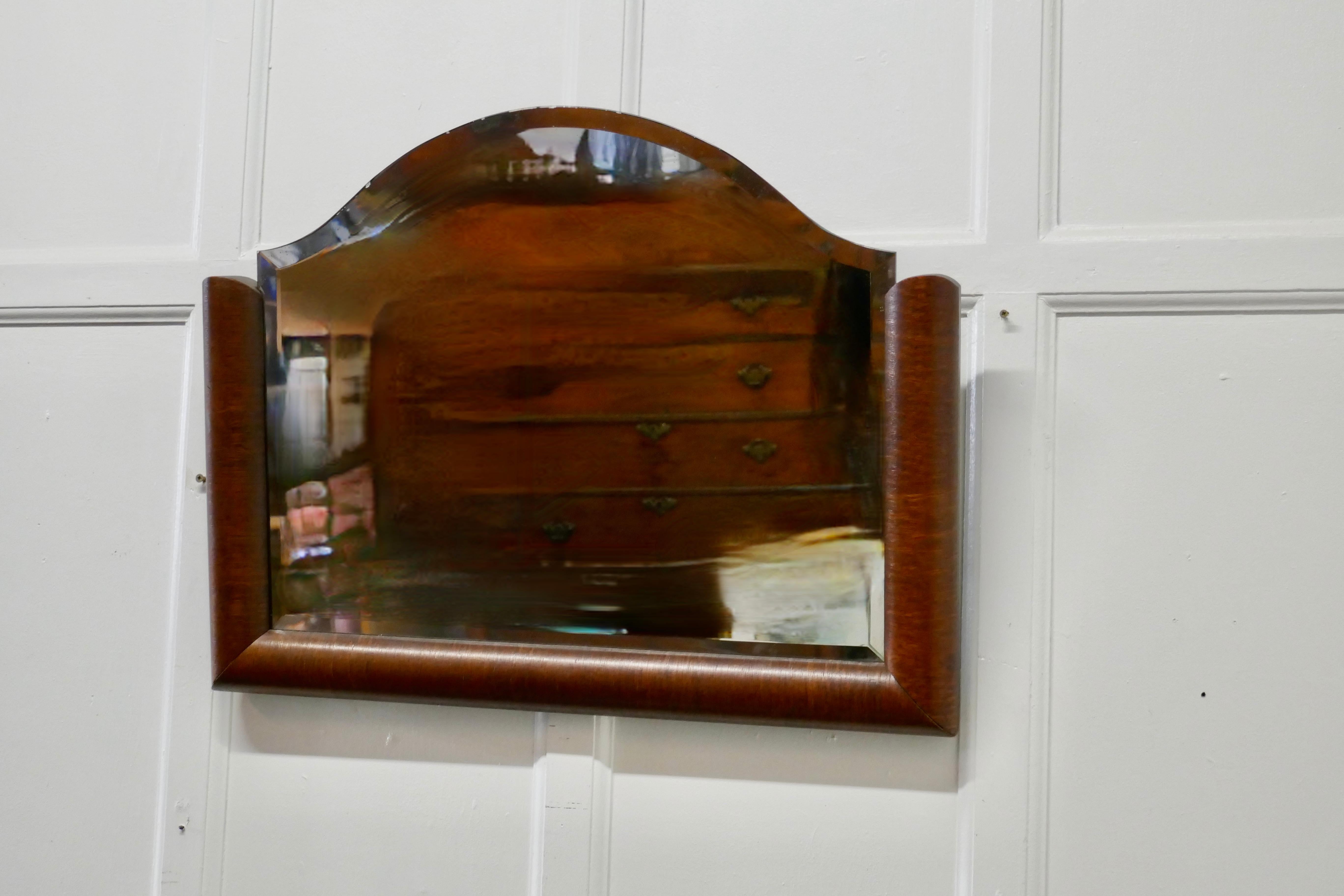 Art Deco Half Frame Mahogany Mirror In Good Condition For Sale In Chillerton, Isle of Wight