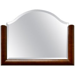 Miroir Art Déco à demi-cadre en acajou