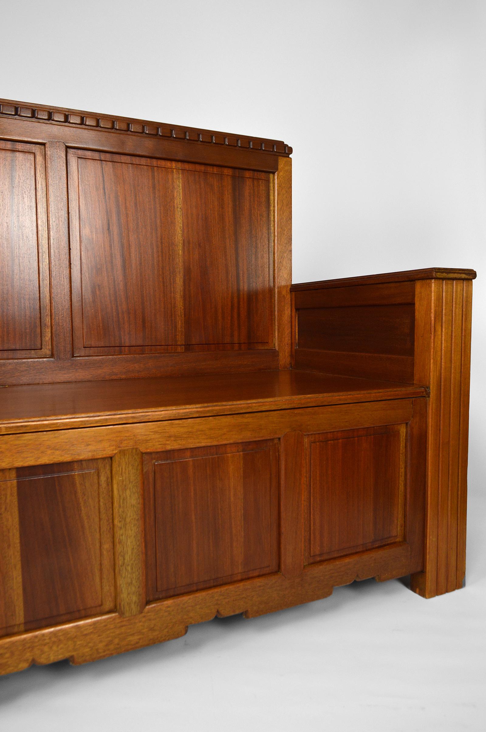 Art Deco Hall Chest Bench by Clement Goyeneche in Mahogany, France, 1930s For Sale 3