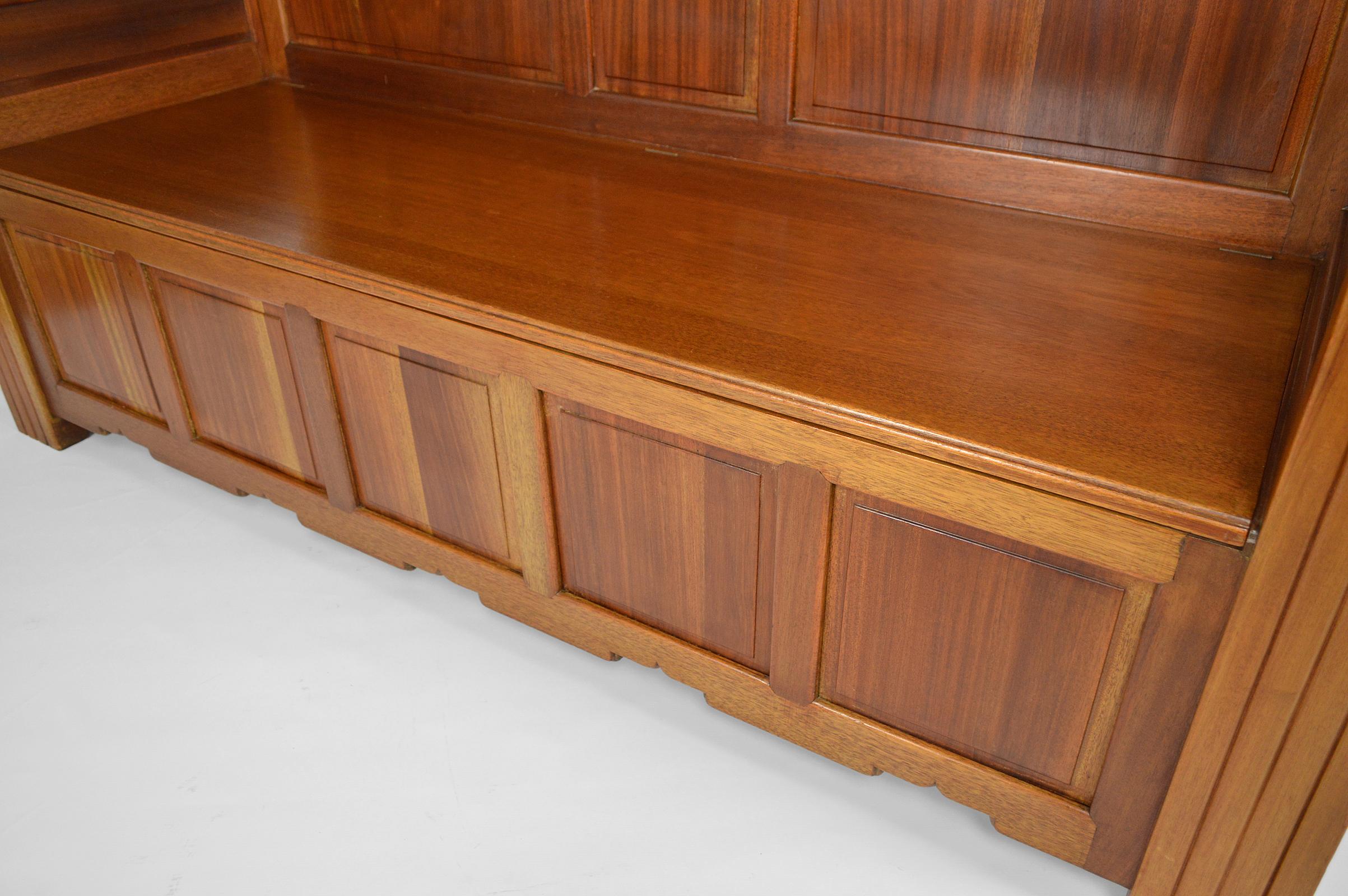 Art Deco Hall Chest Bench by Clement Goyeneche in Mahogany, France, 1930s For Sale 5