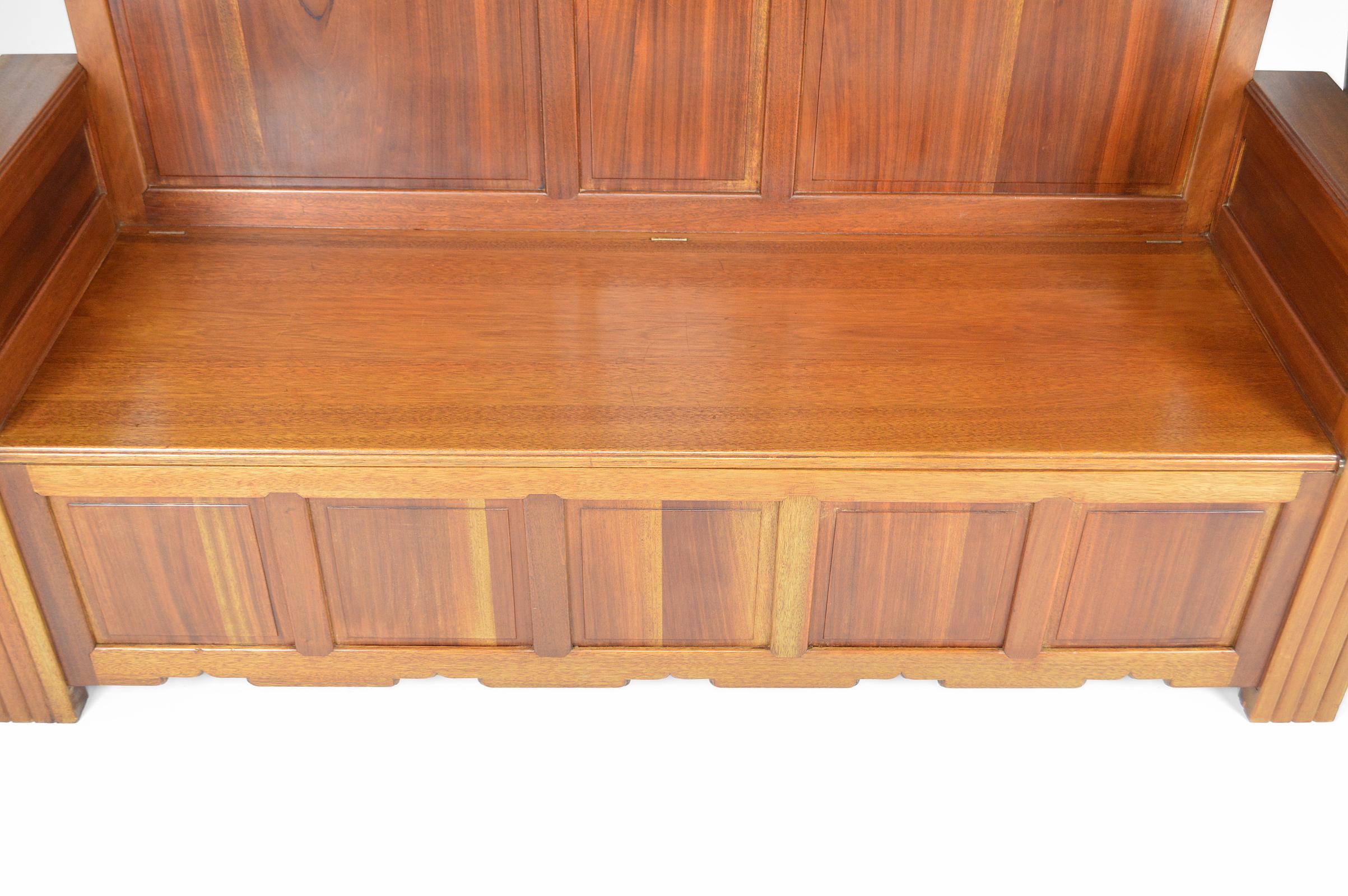 Art Deco Hall Chest Bench by Clement Goyeneche in Mahogany, France, 1930s For Sale 6