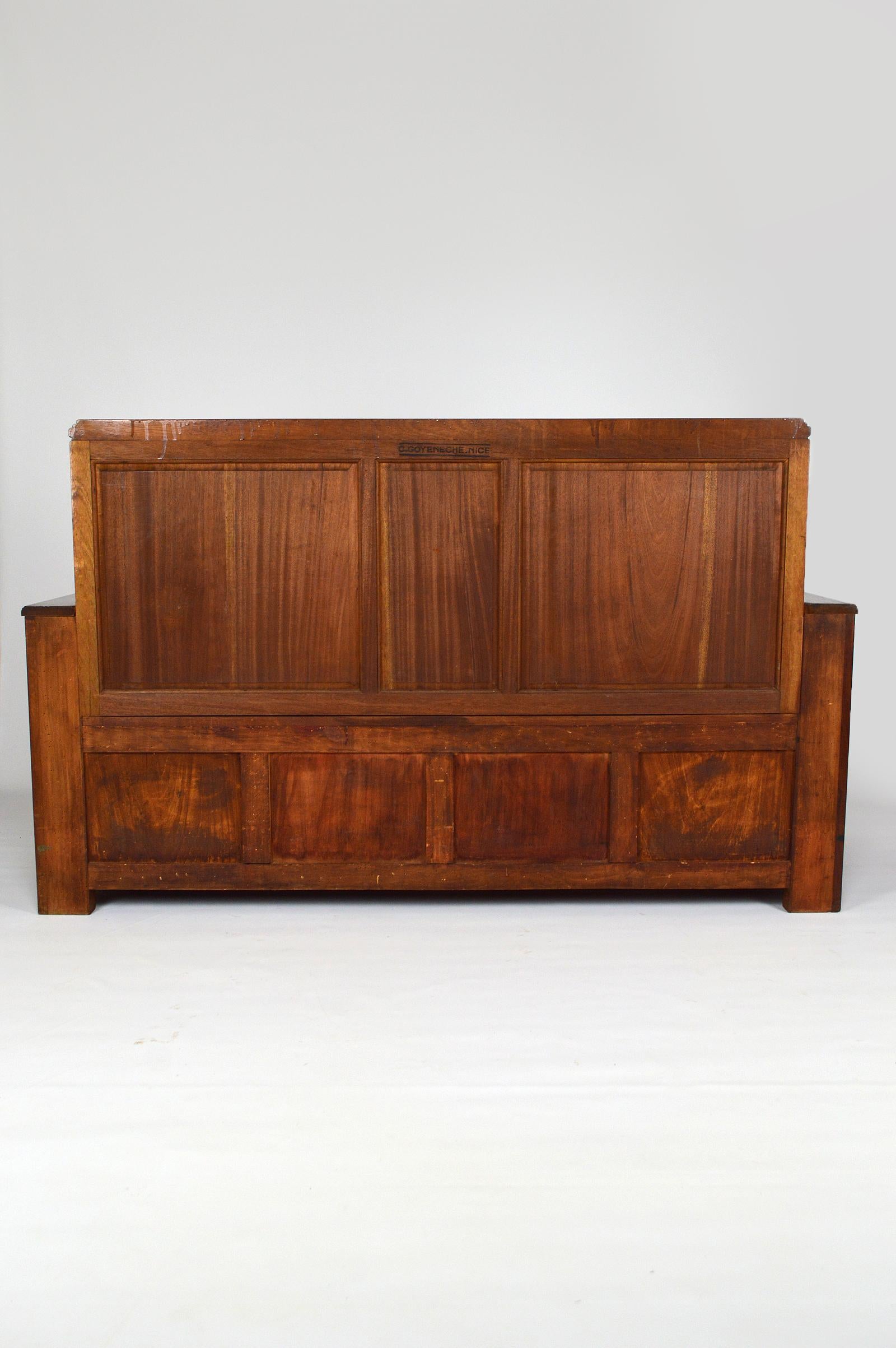 Art Deco Hall Chest Bench by Clement Goyeneche in Mahogany, France, 1930s For Sale 13