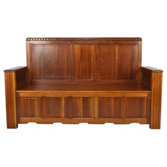 Art Deco Hall Chest Bench in Mahogany by Clément Goyeneche, France, circa 1930