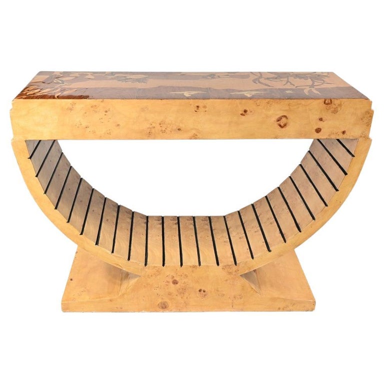 Art Deco Hall Table Blonde Walnut Marquetry Inlay Vintage Interiors For