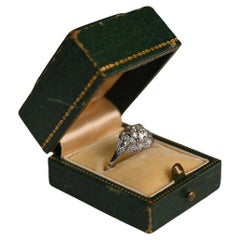 Art Deco Platinum Halo Engagement Ring. 0.90ct Old Euro Cut Diamond Ring H VS2