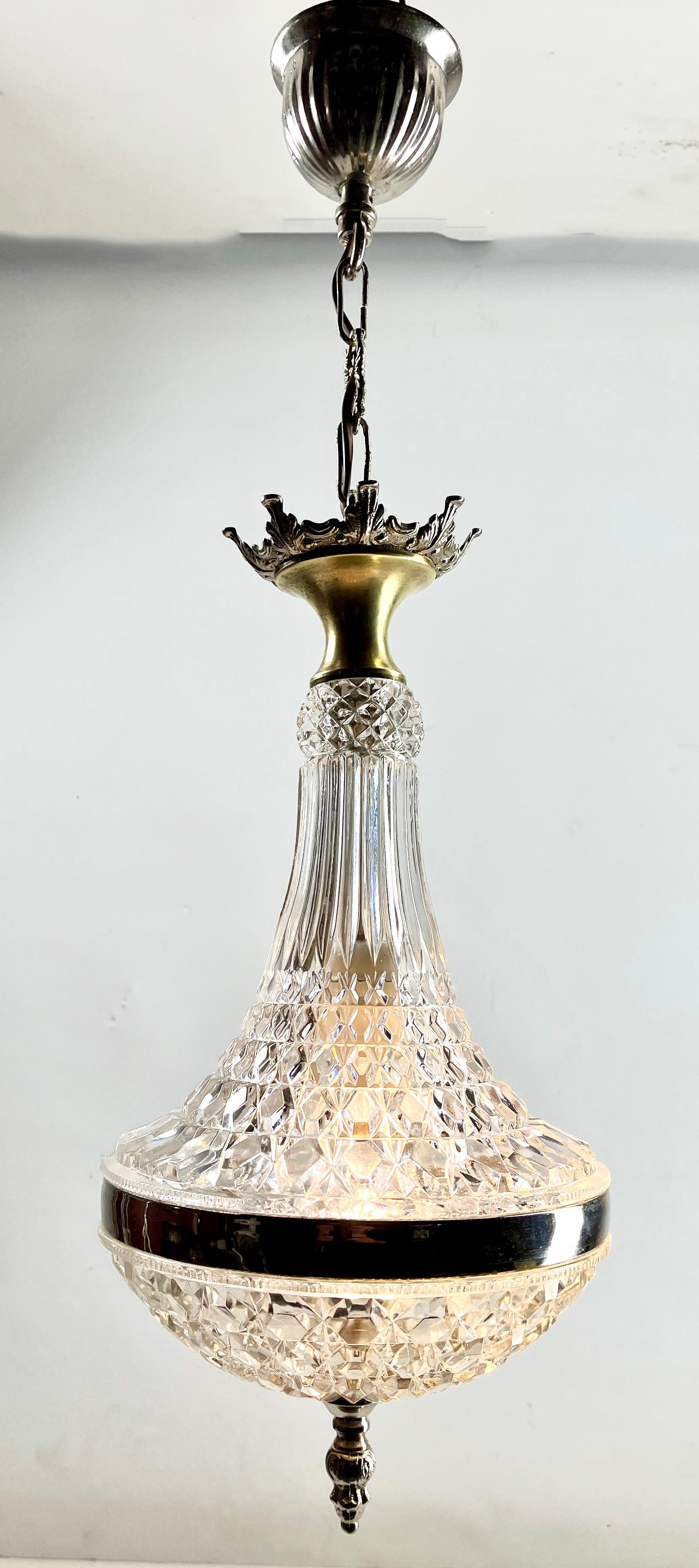 Art Deco Halophane Ceiling Lamp, Scailmont Belgium Glass Shade, 1930s 4