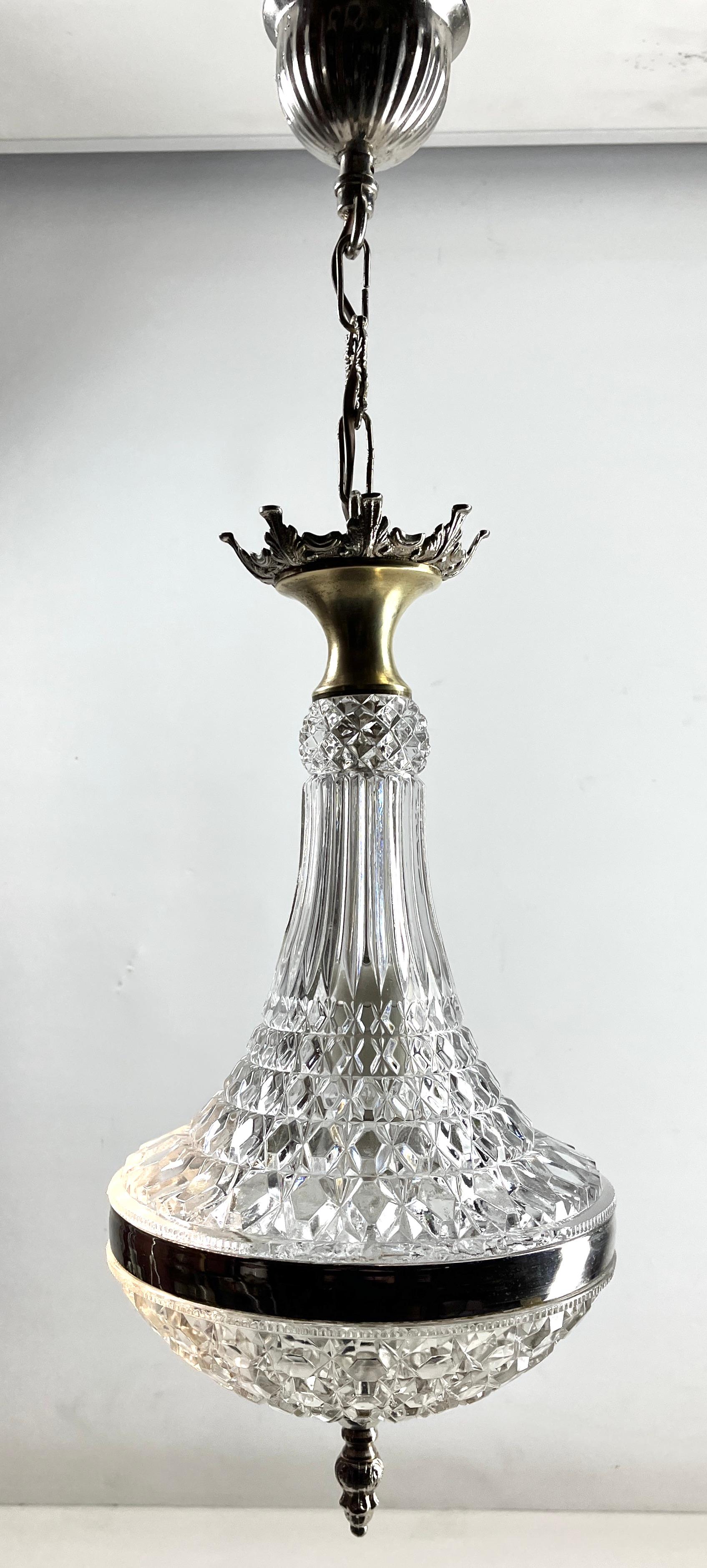 Art Deco Halophane Ceiling Lamp, Scailmont Belgium Glass Shade, 1930s 5