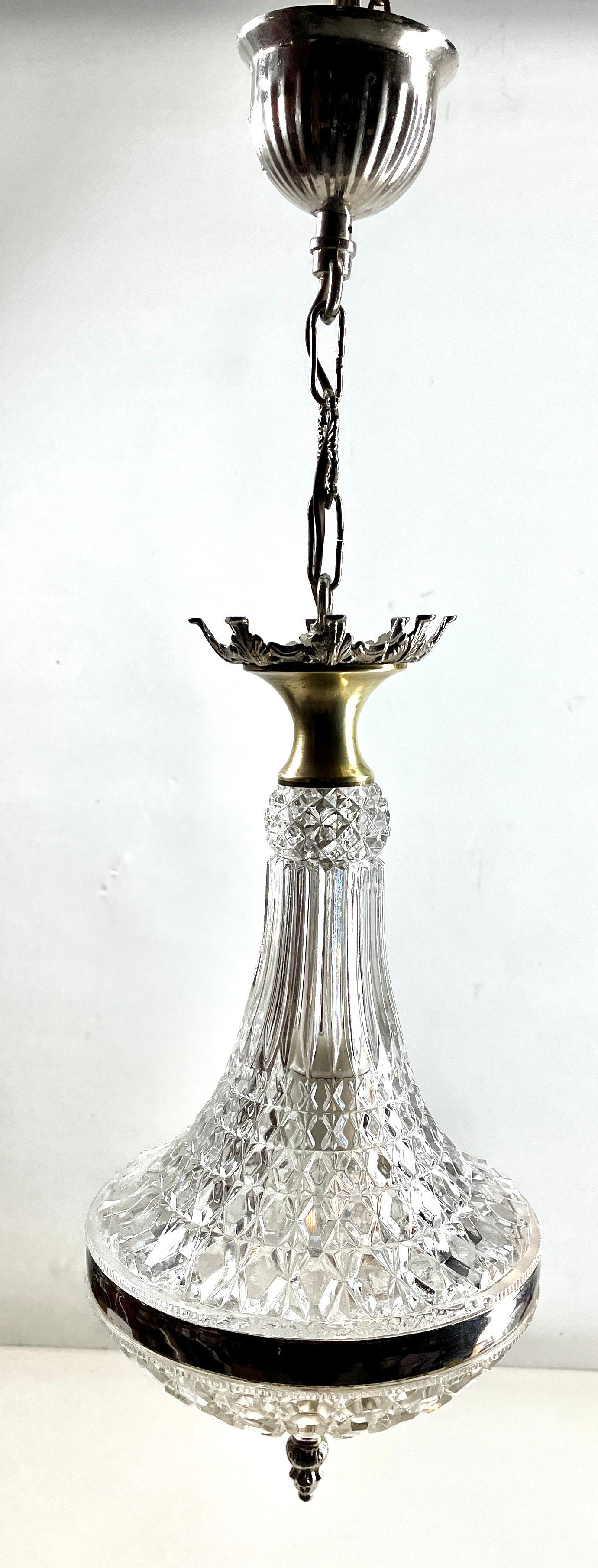 Mid-20th Century Art Deco Halophane Ceiling Lamp, Scailmont Belgium Glass Shade, 1930s