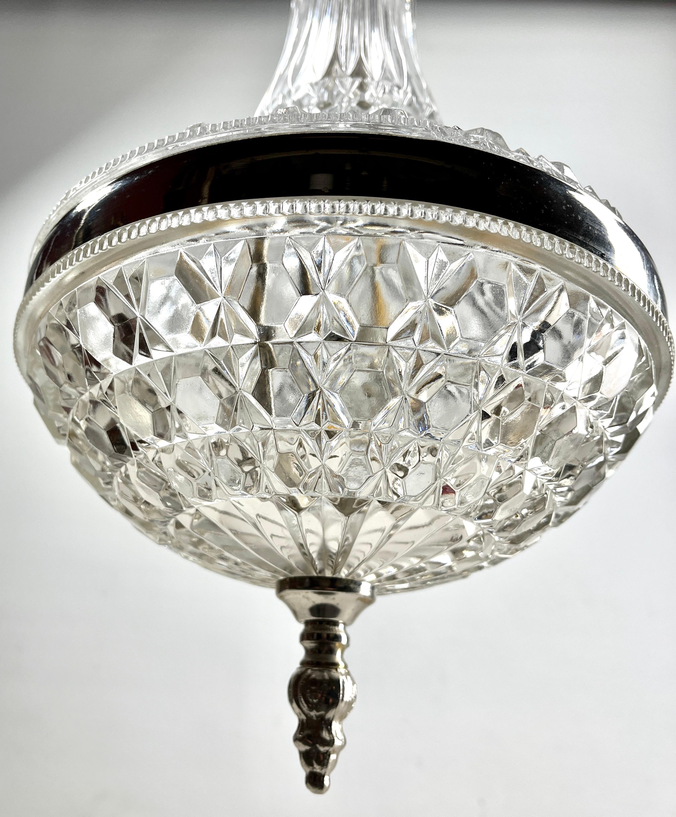 Art Glass Art Deco Halophane Ceiling Lamp, Scailmont Belgium Glass Shade, 1930s