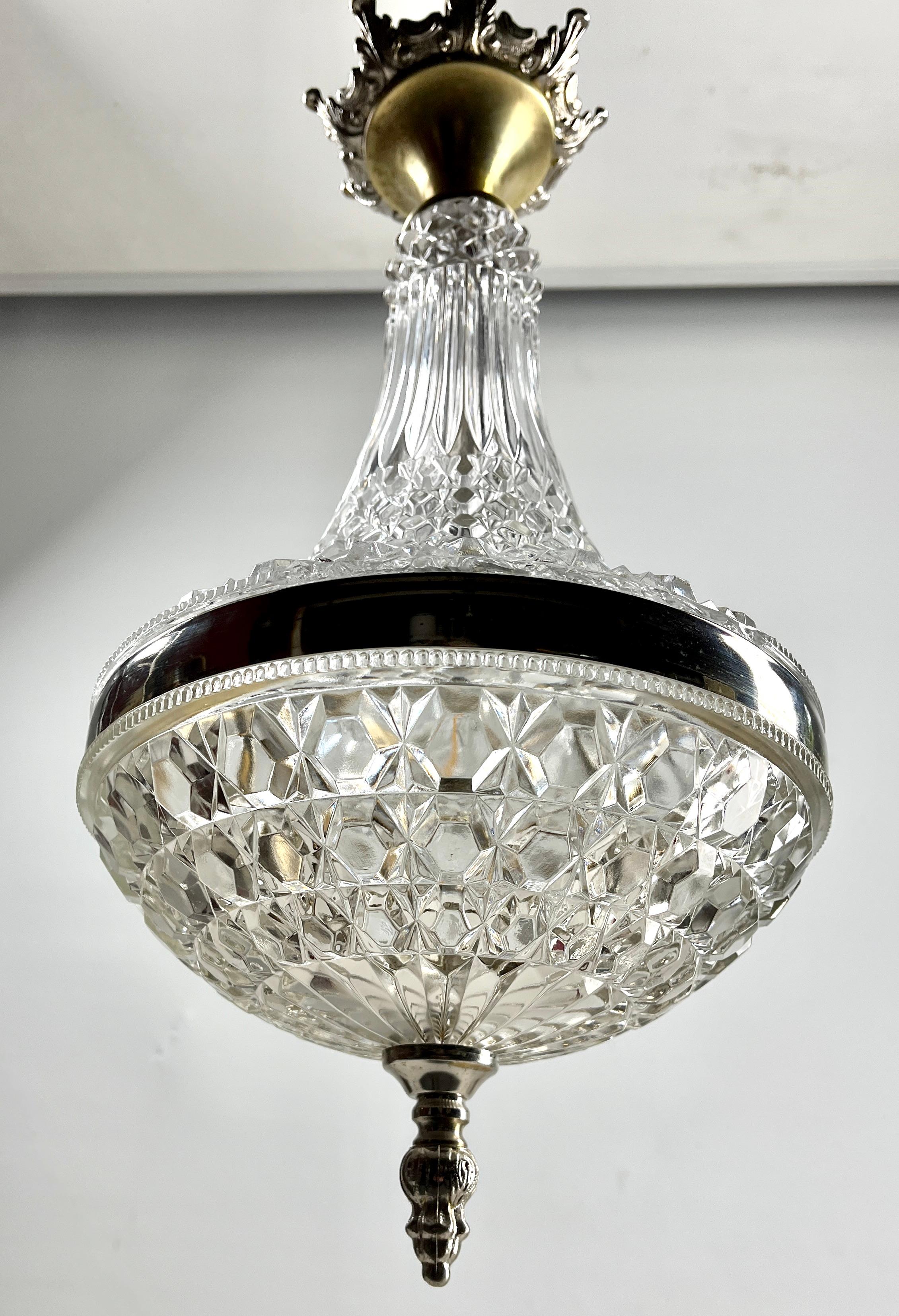 Art Deco Halophane Ceiling Lamp, Scailmont Belgium Glass Shade, 1930s 1
