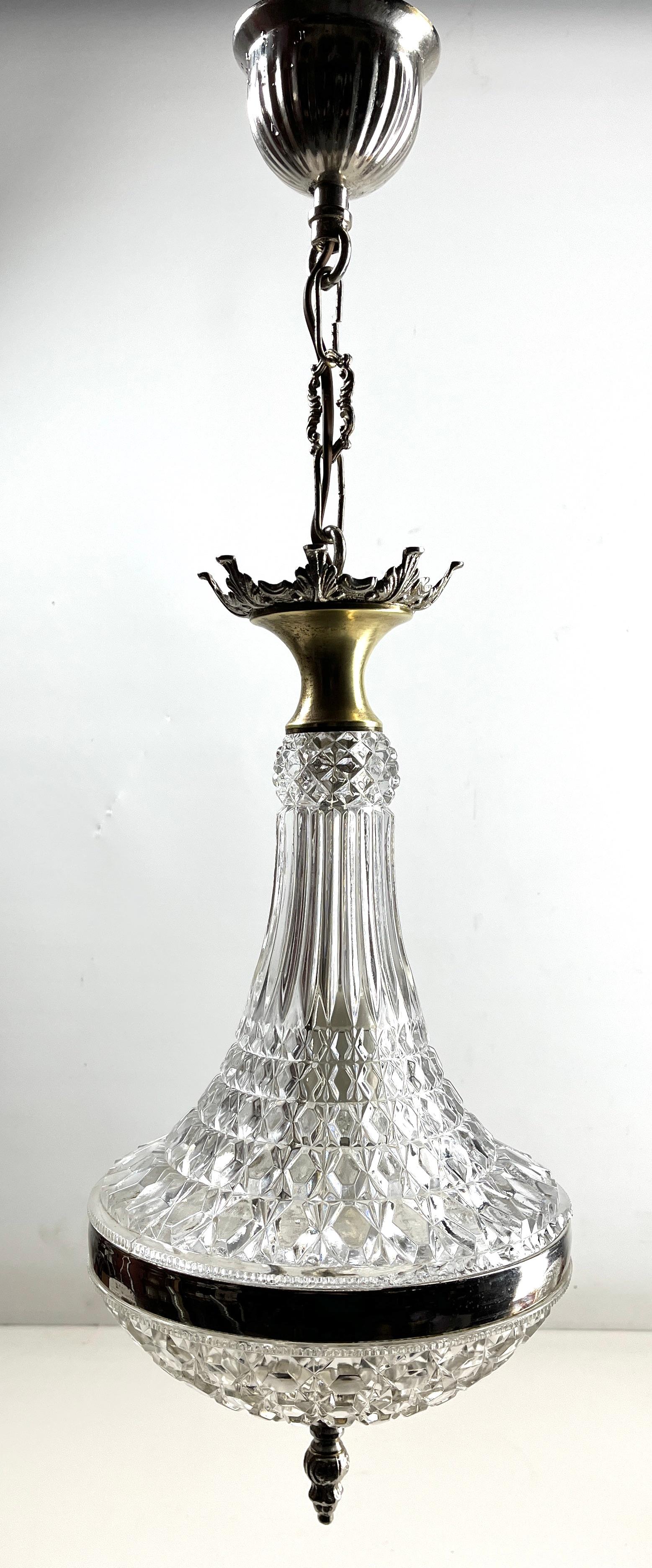 Art Deco Halophane Ceiling Lamp, Scailmont Belgium Glass Shade, 1930s 2