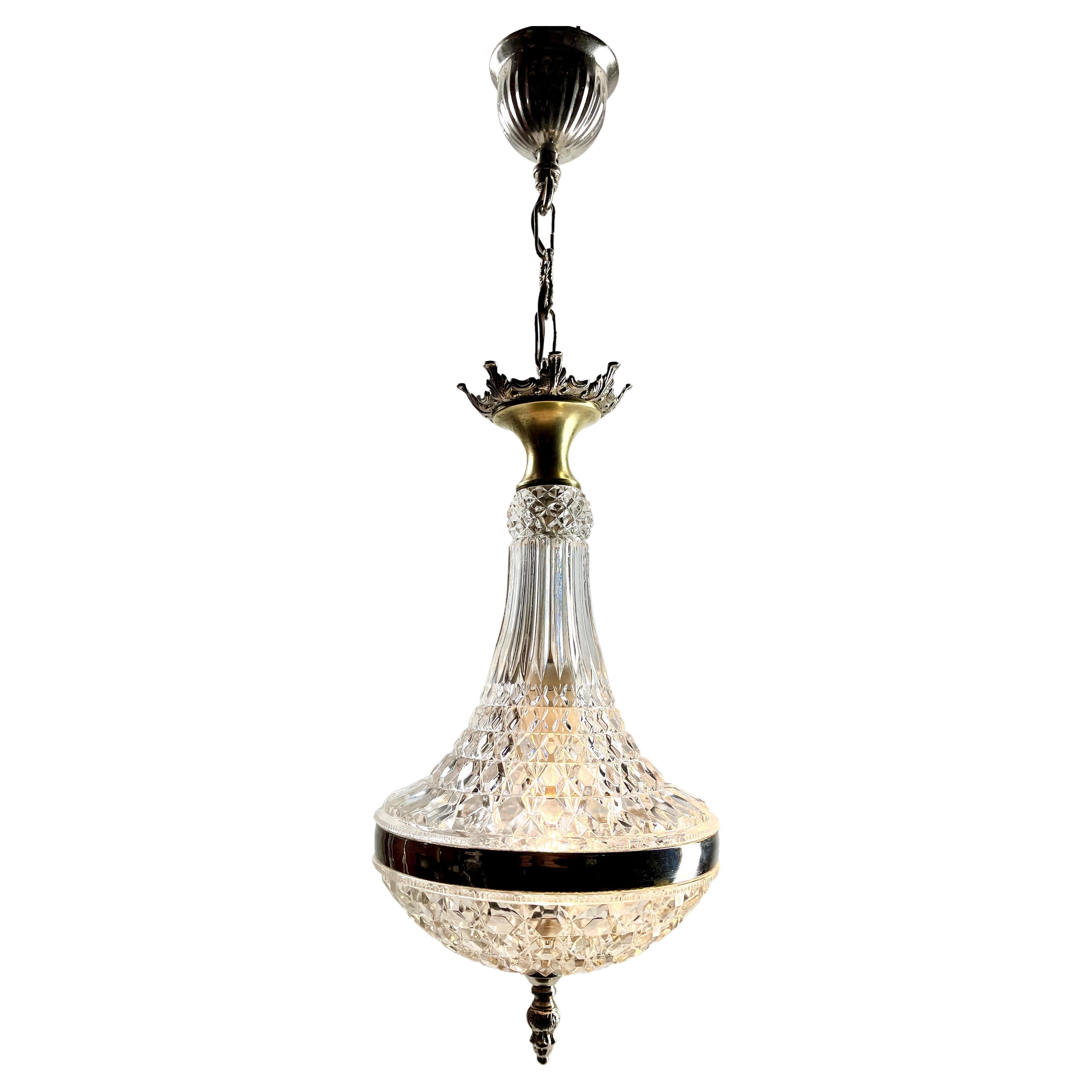 Art Deco Halophane Ceiling Lamp, Scailmont Belgium Glass Shade, 1930s