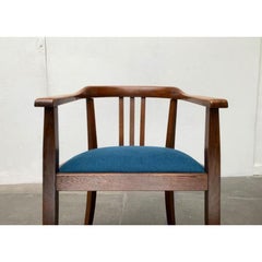 German Art Deco Hamburger Kontorstuhl Armchair with blue upholstery , 1930s