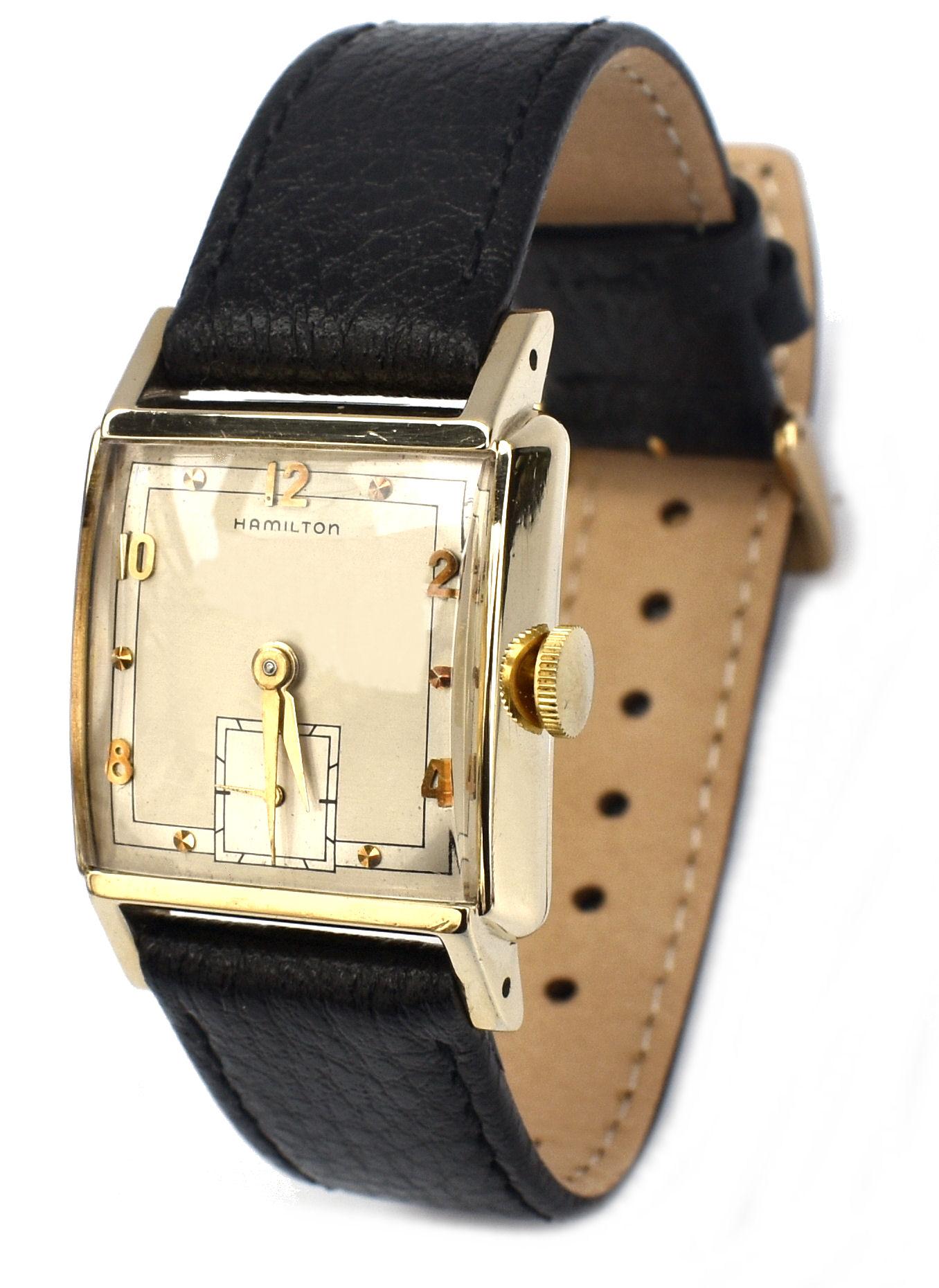 Men's Art Deco Hamilton 10k Gold Filled Gents Watch, c1951, Recently Fully Serviced