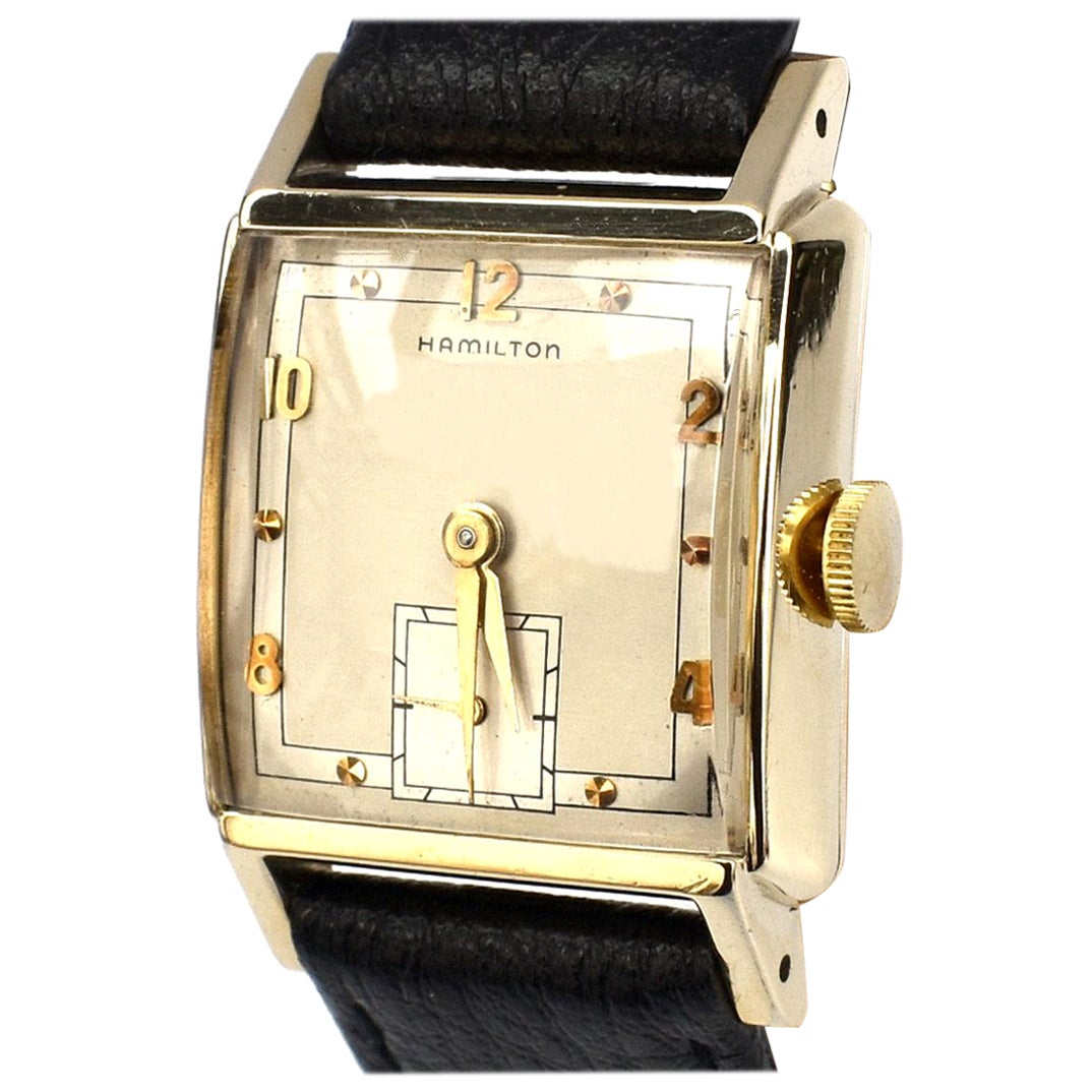 Art Deco Hamilton 10k Gold gefüllte Herrenuhr, ca. 1951, kürzlich vollständig gewartet