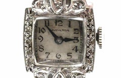Art Deco Hamilton Diamond Platinum Ladies Wrist Watch Mined 1/3ct Original 1930s