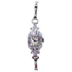 Art Deco Hamilton Diamond Platinum Ladies Wrist Watch Mined 1/3ct Original 1930s