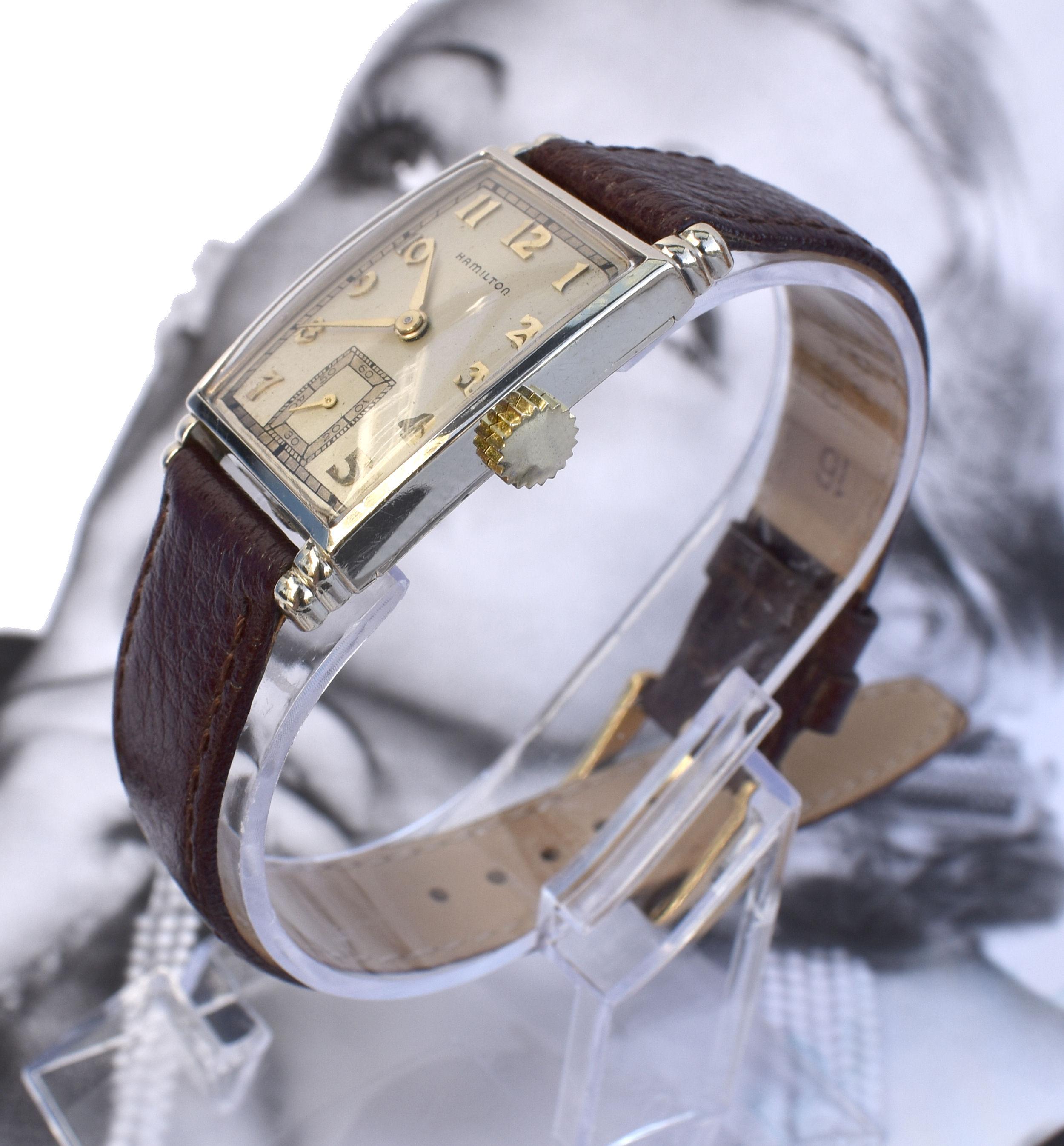 Art Deco Hamilton Gents Manual Wrist Watch, c1940's, Fully Serviced In Good Condition In Westward ho, GB