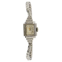 Art Deco Hamilton Ladies Diamond White Gold Dress Watch