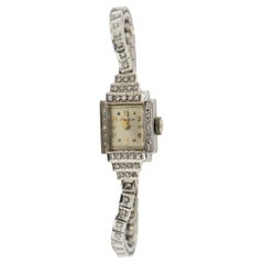 Art Deco Hamilton Damen-Diamant-Weißgold-Kleideruhr