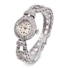 Art Deco Hamilton Platinum Diamond Hand-Wind Women’s Cocktail Watch