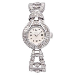 Art Deco Hamilton Platinum Diamond Hand-Wind Women’s Cocktail Watch