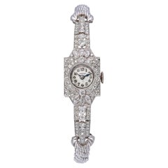 Art Deco Hamilton Platinum Diamond Ladies Dress Watch