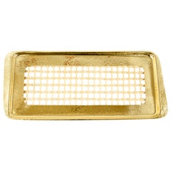 Art Deco Hammered Brass Fruit Plate with Wicker, circa 1920s