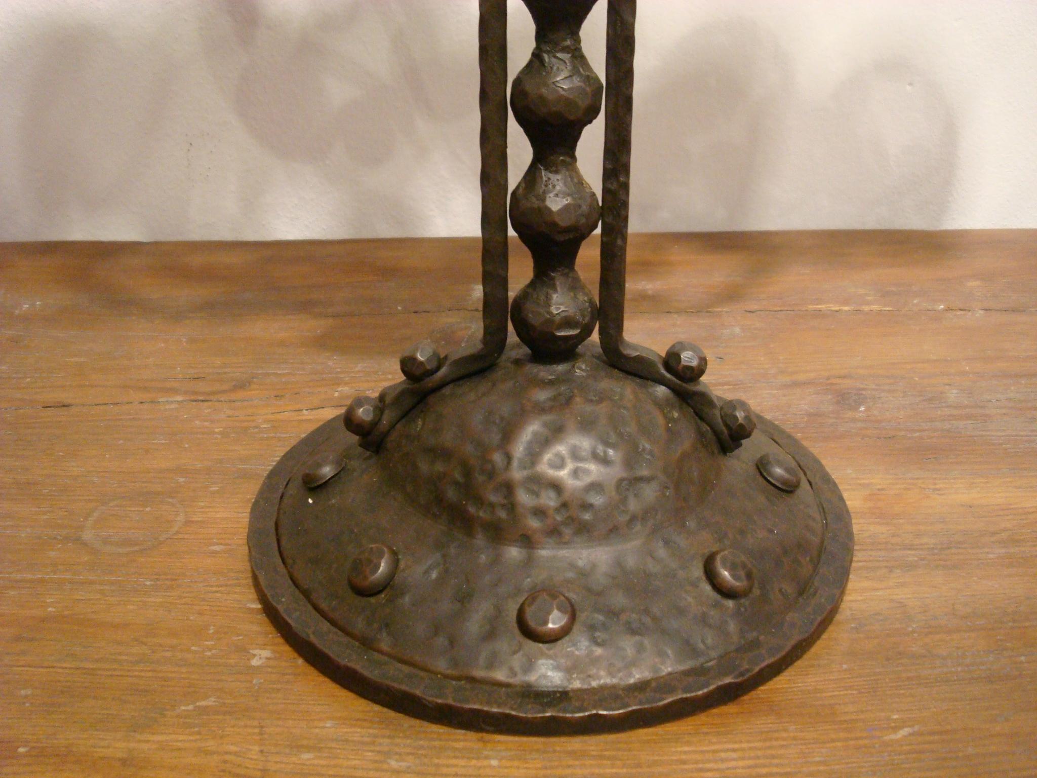 Art Deco Hammered Iron Menorah in the Manner of Edgar Brandt, 1920s For Sale 2