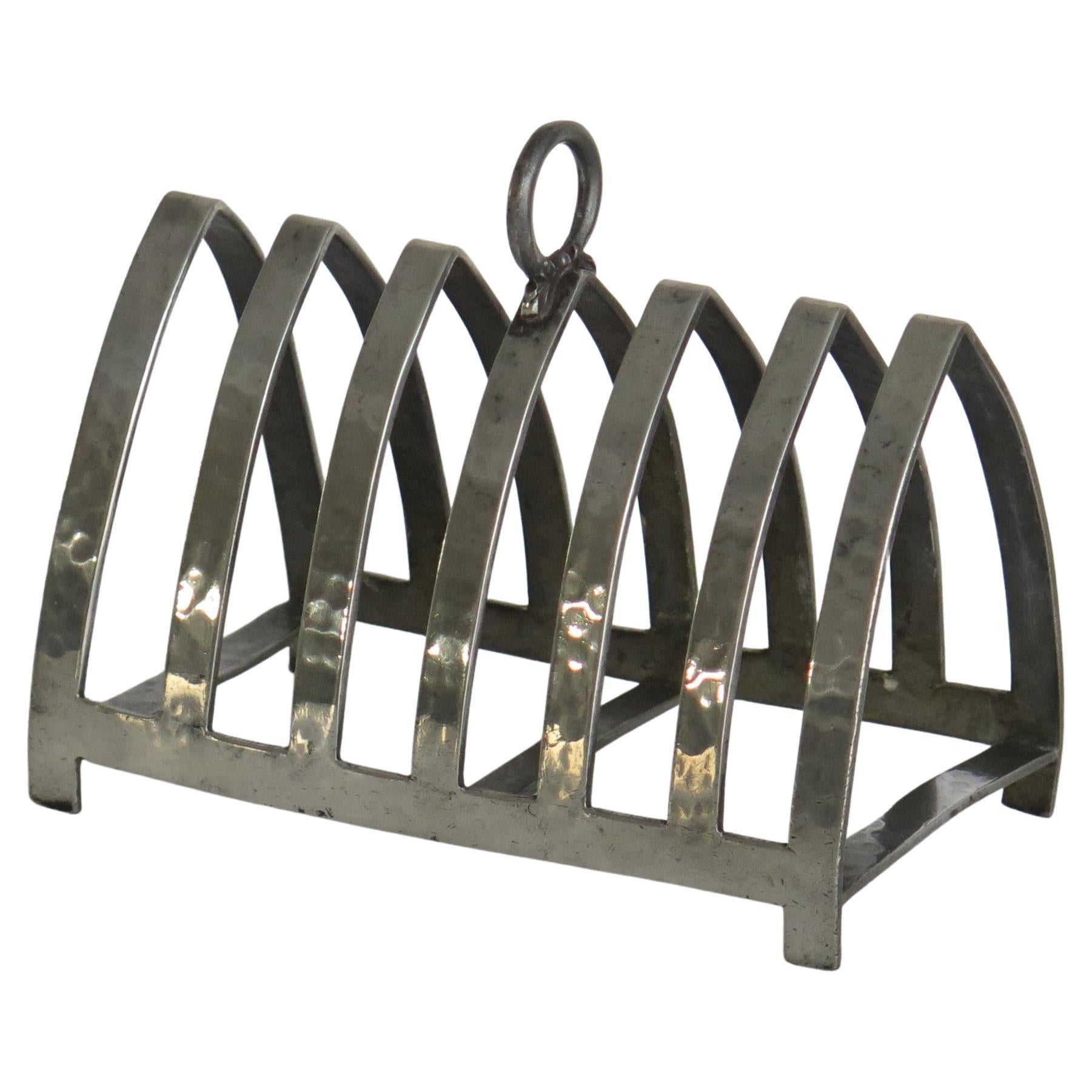 Art Deco Hammered Pewter Letter Rack by Connells of London, circa 1925 For Sale