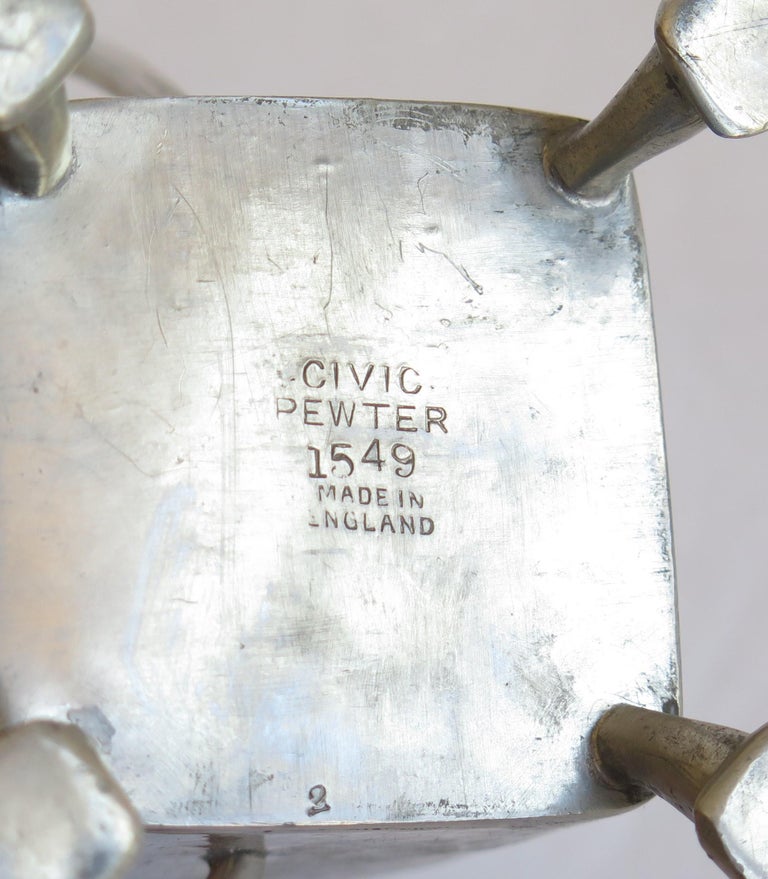 Art Deco Hammered Pewter Vase by Civic Pewter Sheffield England, circa