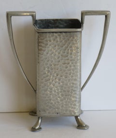 Art Deco Hammered Pewter Vase by Civic Pewter Sheffield England, circa 1925