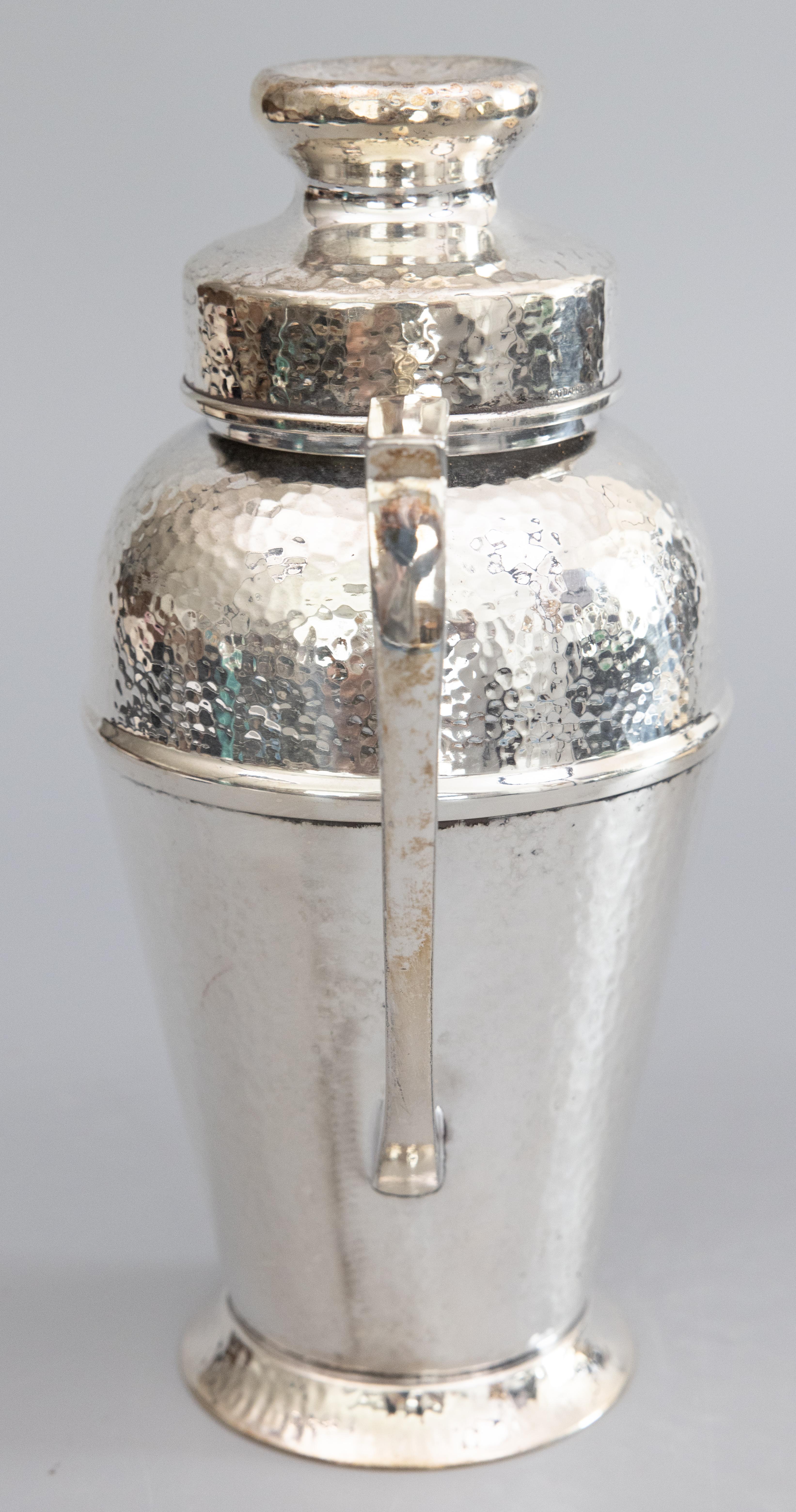 North American Art Deco Hammered Silver Plate Cocktail Shaker, circa 1920 For Sale