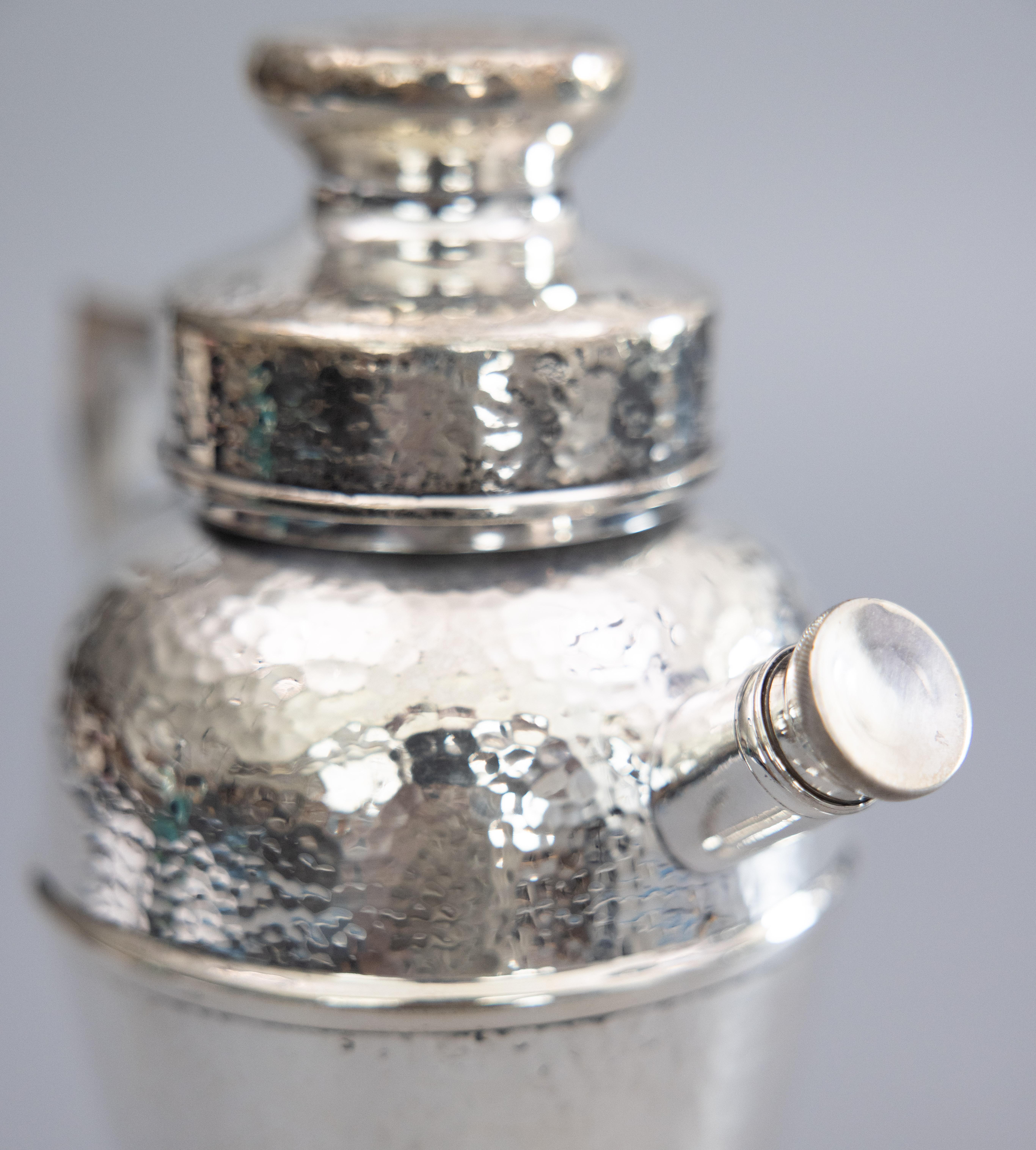 Art Deco Hammered Silver Plate Cocktail Shaker, circa 1920 For Sale 1