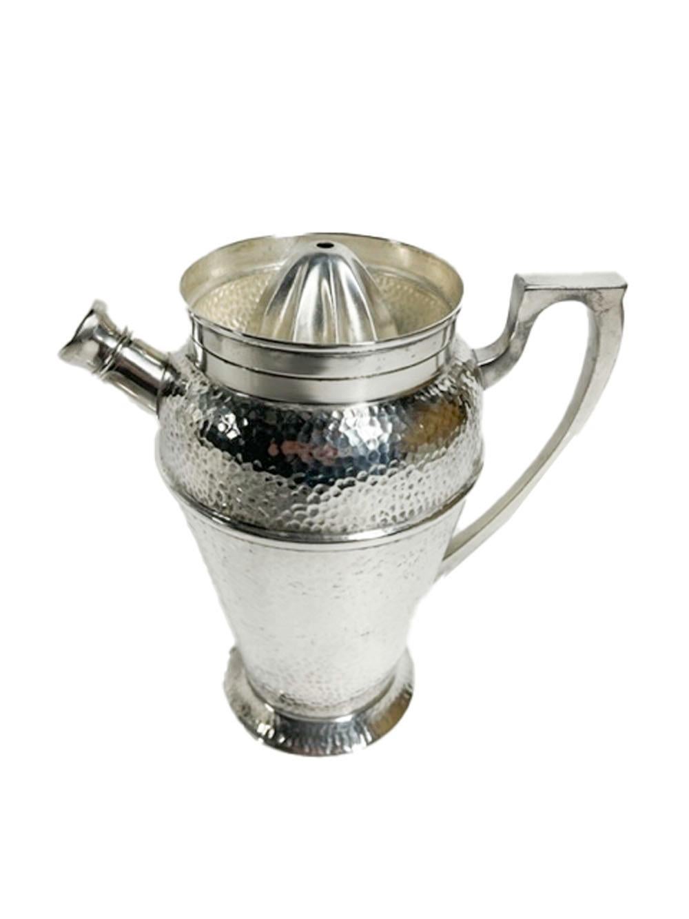 Art Deco Hammered Silver Plate Cocktail Shaker & Ice Bucket, Bernard Rice's Sons 2