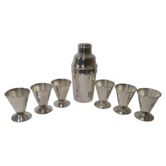Art Deco Hammered Silver Plate Cocktail Shaker / Set c.1930
