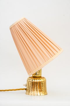 Art Deco Hammered Table Lamp with Fabric Shade Vienna Around 1920s