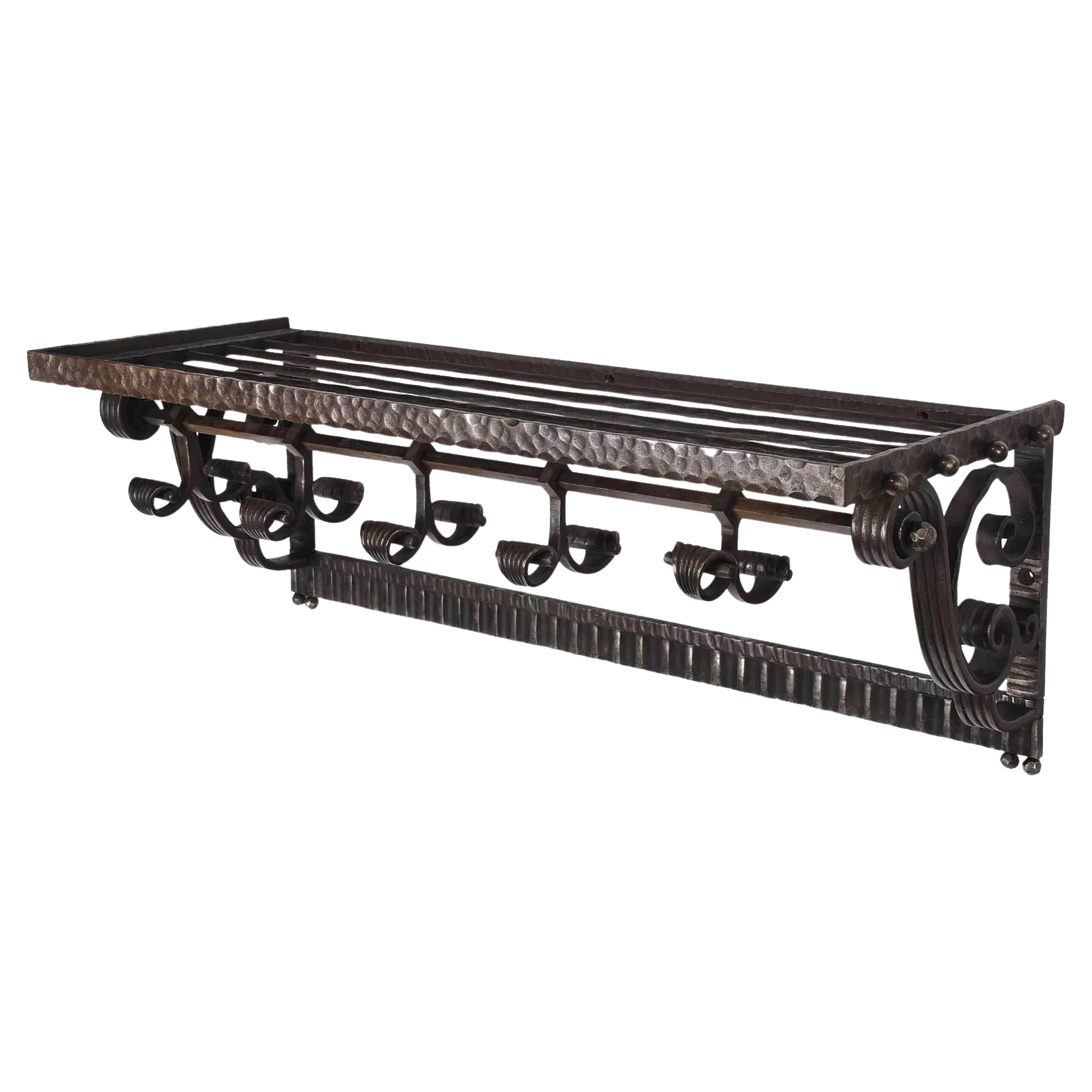 Art Deco Hammered Wrought Iron Coat Rack by Paul Kiss