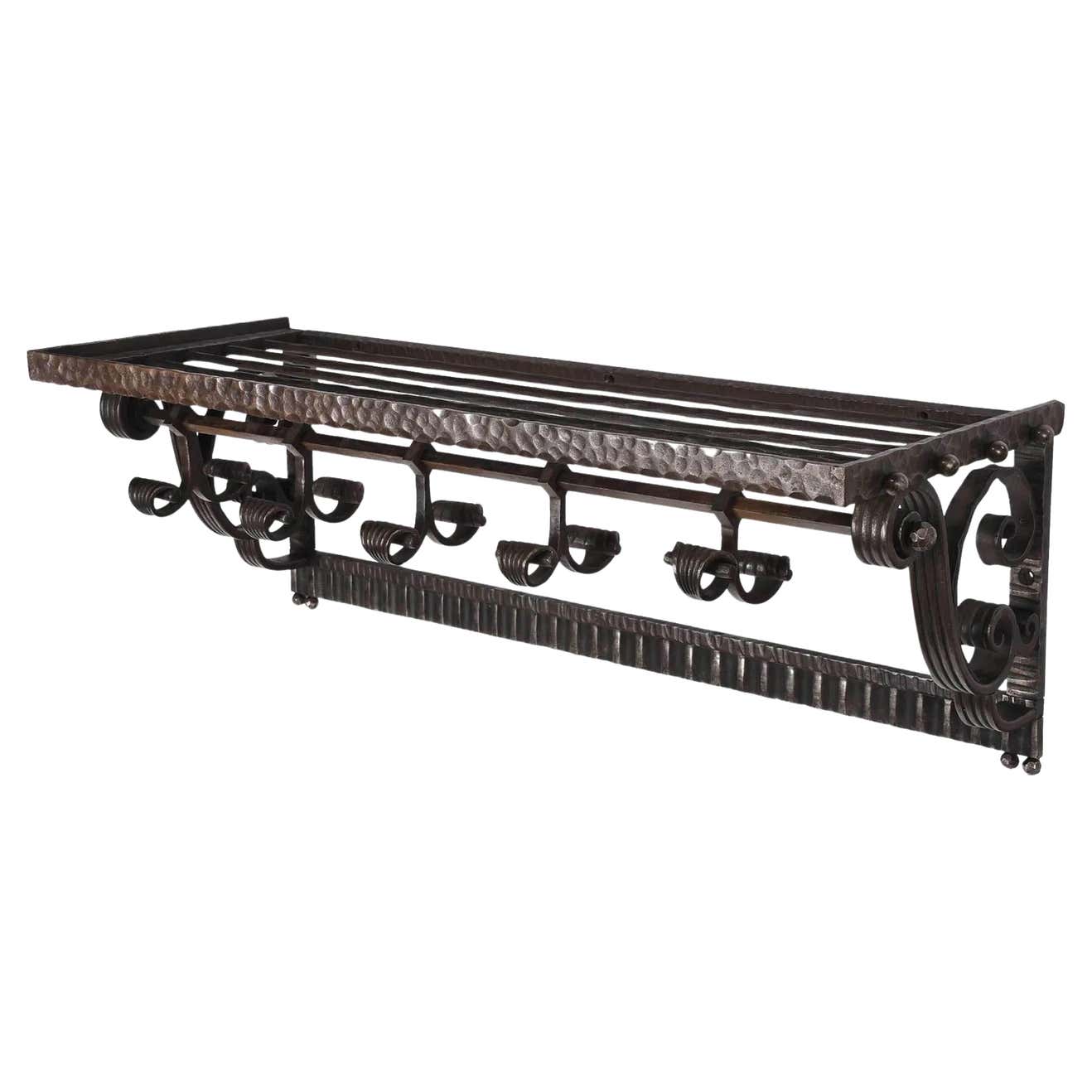 Art Deco Hammered Wrought Iron Coat Rack by Paul Kiss For Sale at 1stDibs