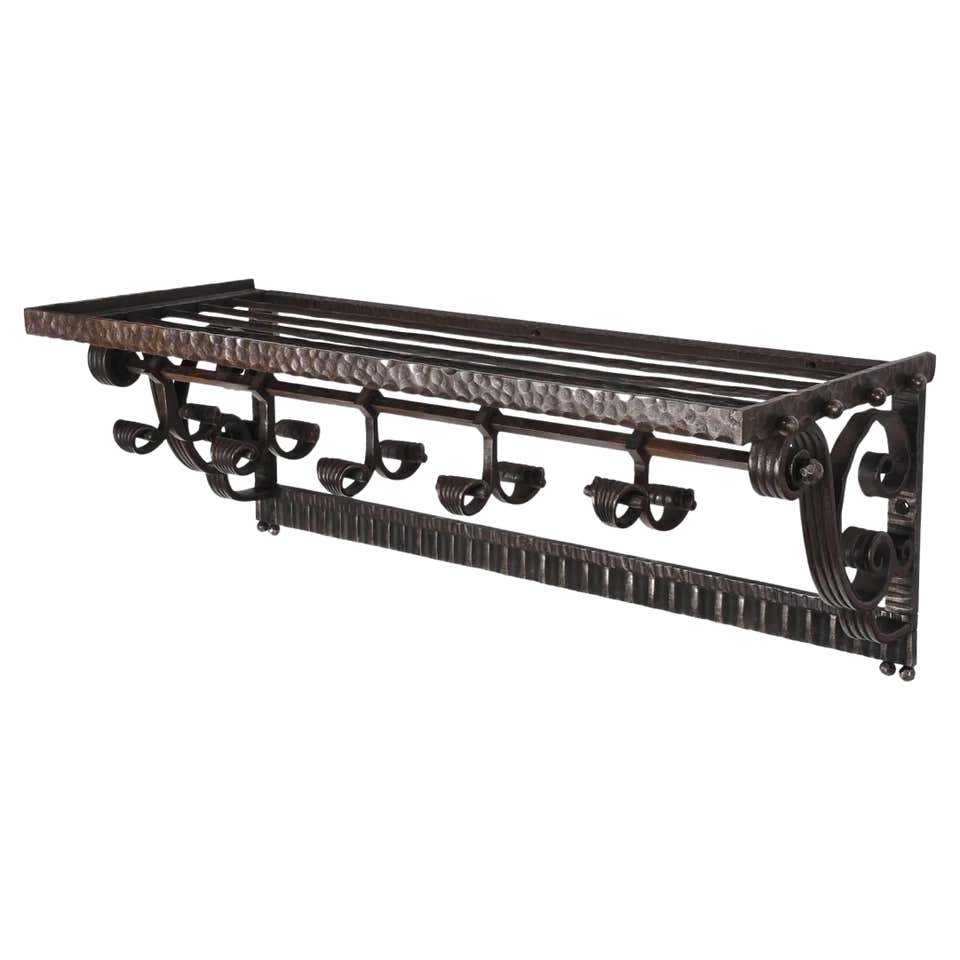 Coating Rack Art Deco Hammered Wrought Iron Coat Rack by Paul Kiss For Sale at 1stDibs